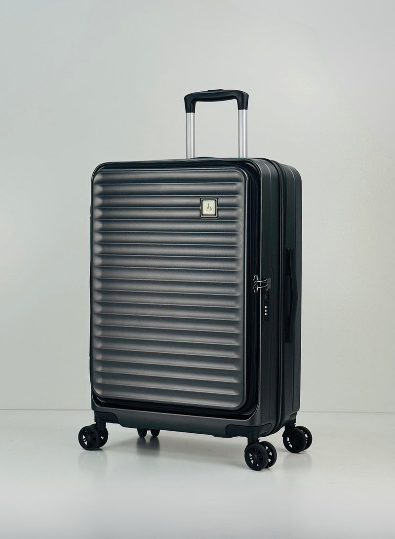 SAW & SEE Premium ABS+PC Unbreakable Front opening Hard Shell Luggage  3-Piece Suitcase Set, Lightweight with Expandable upto 25 Percent Extra storage Trolley Bags with 4 double Spinner Wheels, TSA Approved Lock and Durable Travel Suitcases– 12 Kg, 23 Kg, 35 Kg - 20" / 24" / 28" – DARK GREY  - Image 2
