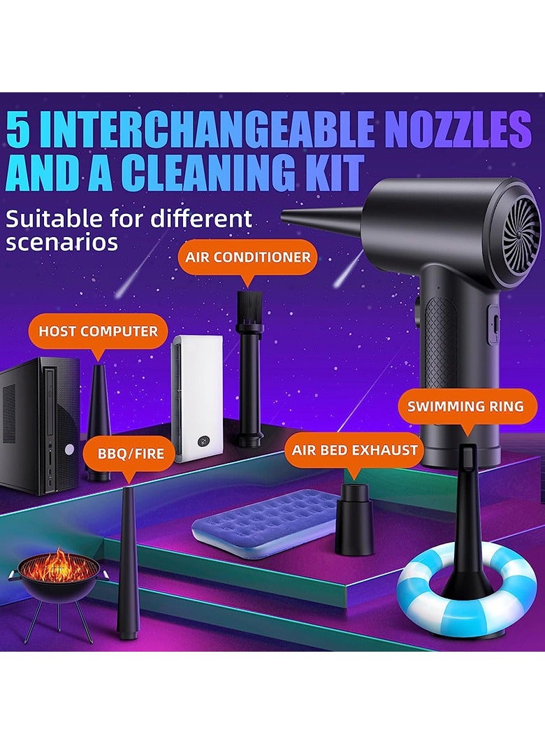 Loquat Turbo Blower, Cordless Car Vacuum Cleaner u0026 Portable Dust Blower | Multi-Function 120,000 RPM Electric Fan for Electronics, Keyboards, BBQ - Rechargeable- Black - Image 2