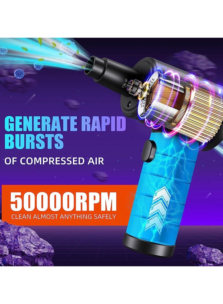 Loquat Turbo Blower, Cordless Car Vacuum Cleaner u0026 Portable Dust Blower | Multi-Function 120,000 RPM Electric Fan for Electronics, Keyboards, BBQ - Rechargeable- Black - Image 4