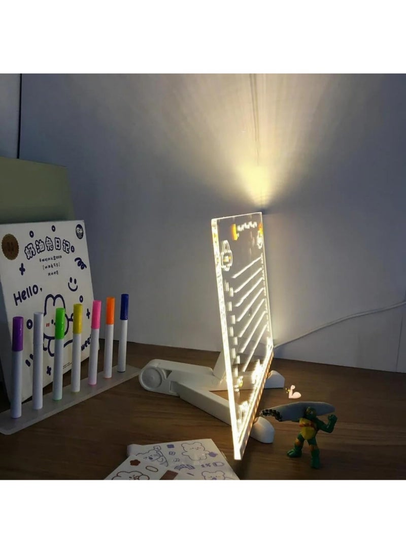 سايكفو لوحة ملاحظات رسالة رسم LED 7 ألوان خفيفة من الأكريليك الجاف مع وضعين كإضاءة ليلية لغرفة الأطفال/المتجر/المكتب هدية مثالية لتزيين المهرجانات 7 علامات (7.9 * 7.9 بوصة) - Image 5