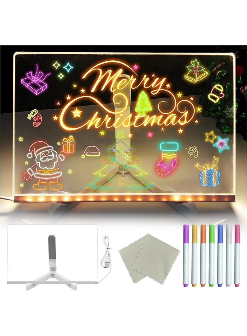 سايكفو لوحة ملاحظات رسالة رسم LED 7 ألوان خفيفة من الأكريليك الجاف مع وضعين كإضاءة ليلية لغرفة الأطفال/المتجر/المكتب هدية مثالية لتزيين المهرجانات 7 علامات (7.9 * 7.9 بوصة) - Image 2