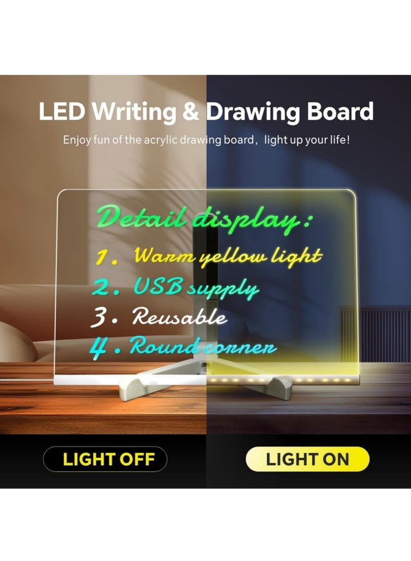 سايكفو لوحة ملاحظات رسالة رسم LED 7 ألوان خفيفة من الأكريليك الجاف مع وضعين كإضاءة ليلية لغرفة الأطفال/المتجر/المكتب هدية مثالية لتزيين المهرجانات 7 علامات (7.9 * 7.9 بوصة) - Image 3