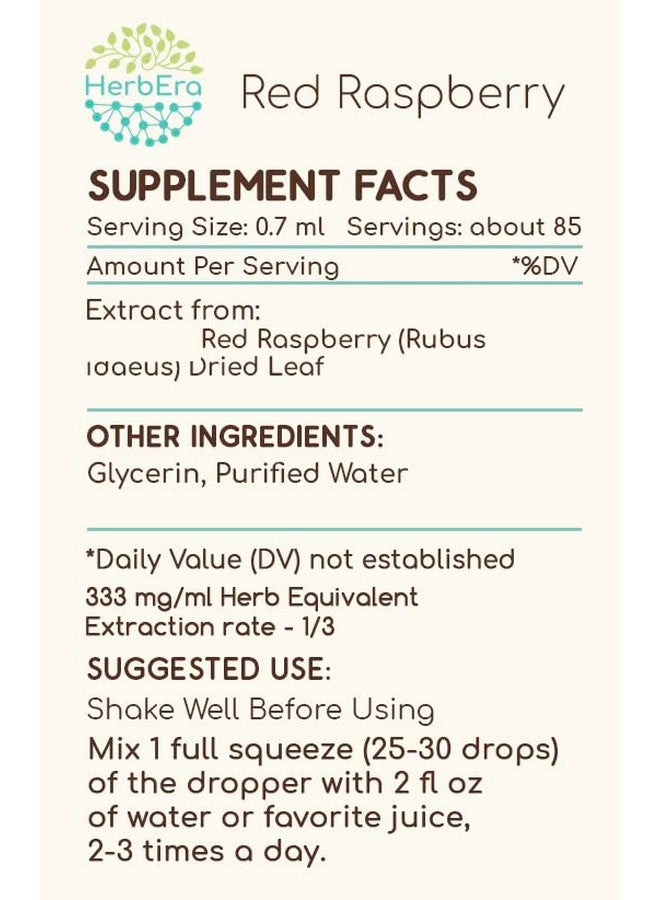 HerbEra Red Raspberry B60 Alcohol-Free Herbal Extract Tincture, Concentrated Liquid Drops Natural Super-Concentrated Red Raspberry (Rubus idaeus) (2 fl oz) - Image 3