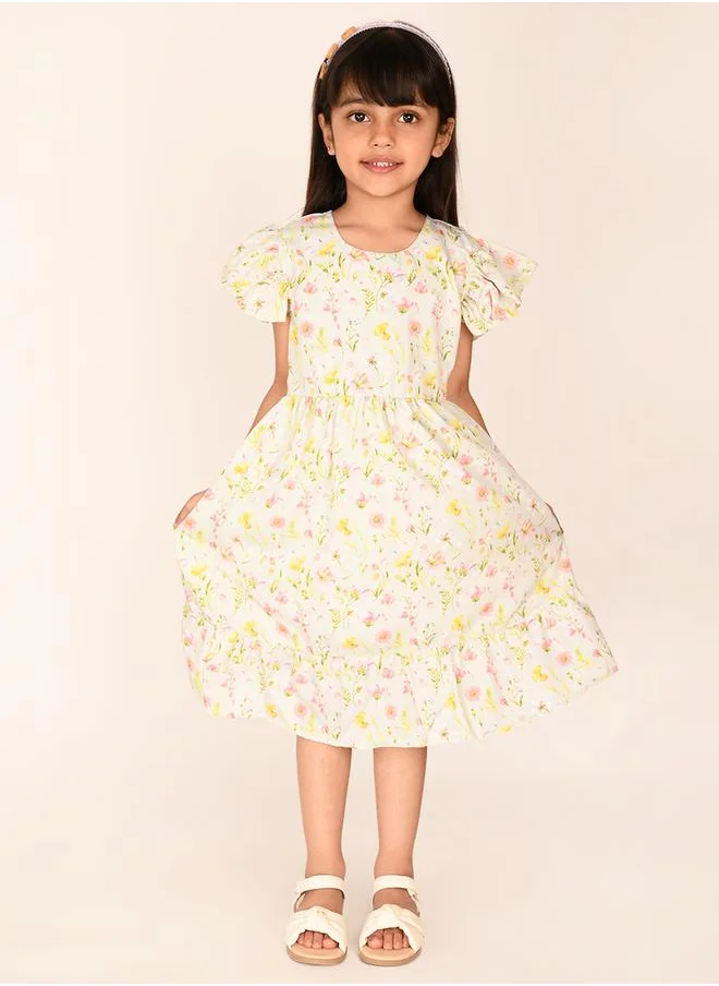 ليل بيكس Bow Tie Back Frill Sleeve Dress by Styli