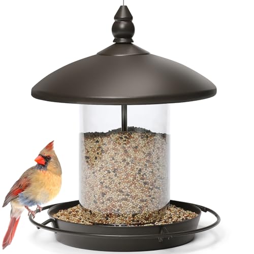 Youvip Metal Roof Bird Feeder Chew Proof for Outdoor Hanging Wild Bird Seeds Bronze - Image 1