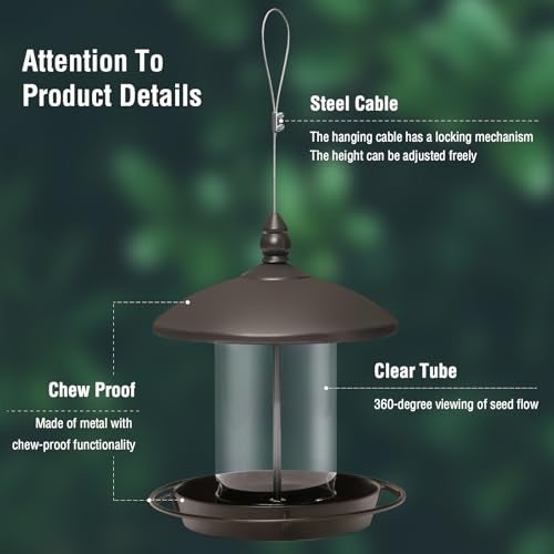 Youvip Metal Roof Bird Feeder Chew Proof for Outdoor Hanging Wild Bird Seeds Bronze - Image 3
