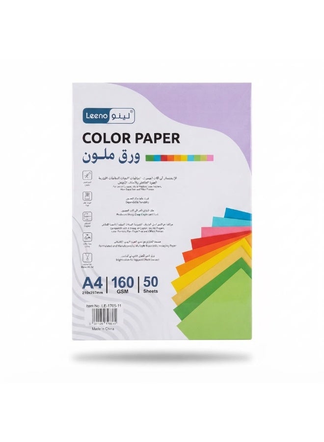 Leeno Color paper A4 160gms 50s - Purple