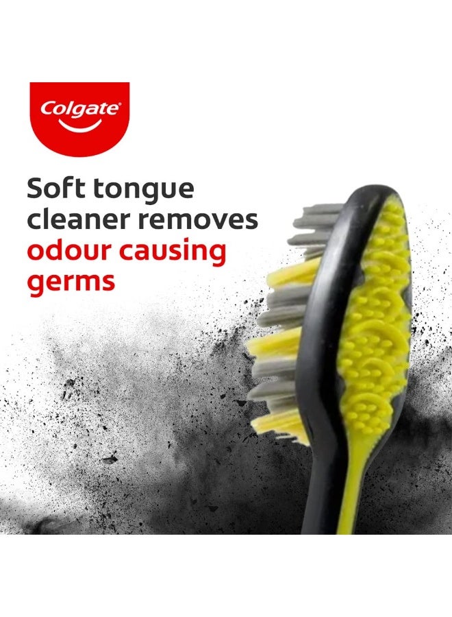 كولجيت فرشاة أسنان كولجيت زيجزاج اليدوية ذات الشعيرات الناعمة بالفحم للبالغين - 4 قطع، تزيل الجراثيم بين الأسنان، منظف ناعم للسان - Image 5