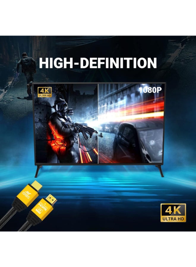 ANT Esports Renewed - Ant Esports AEH002 4K HDMI Cable 2M,Lead 2.0 Braided High Speed 18Gbps Support 4K@60Hz 2K@144/165Hz ARC, HDR, 3D,Compatible TV,Smart TV, Blu-Ray,PS4/5, Xbox one,Projector, Soundbar,PC,Monitor, Laptop - Black - Image 3