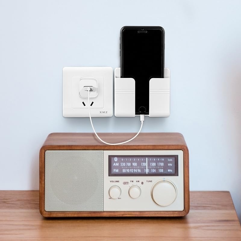Wall-Mounted Phone Holder, Punch-Free Multifunction Hook Stand for Home & Office - White - Image 3