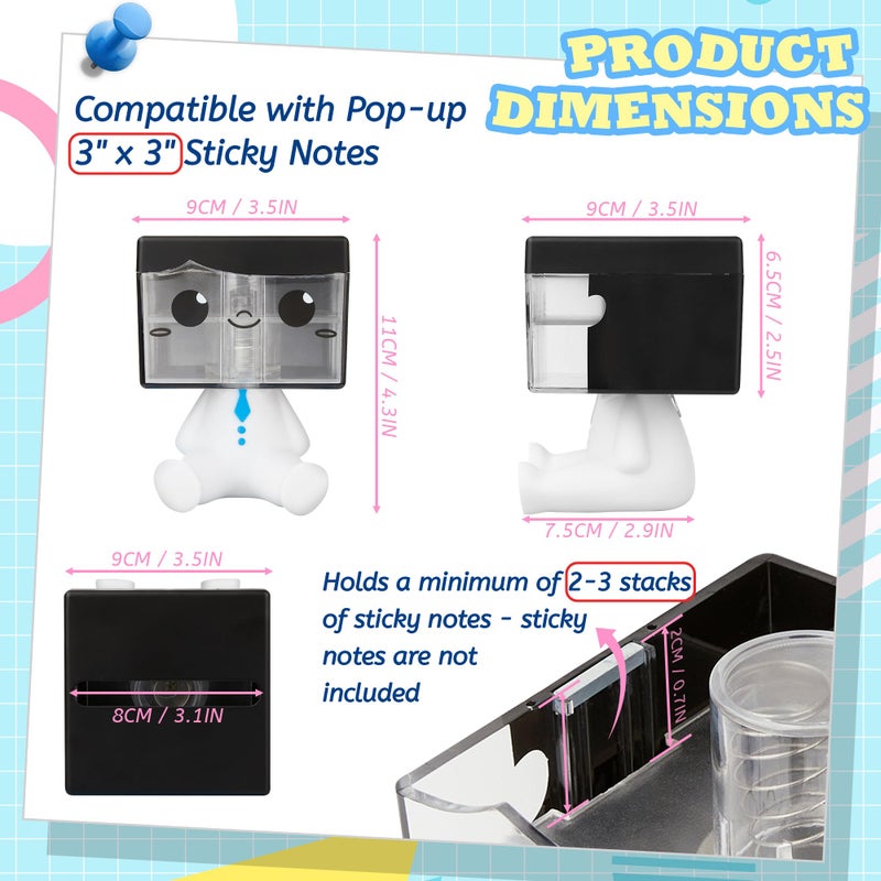 Dormercy Pop-up Notes Dispenser for Desk, Idea Boy Sticky Note Holder for Office School, Cute Office Supplies, 3x3 in, Magnetic Design, White, 1 Pack - Image 5