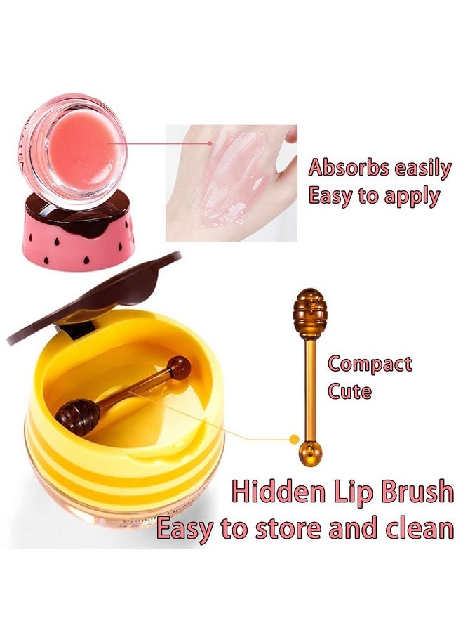 LemonSac - 3 Pcs Bee Lip Balm Honey Pot Honey & Strawberry & Apple Lime Lip Mask Overnight Propolis Moisturizing Lip Balm Hydrating Prevention Dry And Crack Lip Scrubs Exfoliator Lip Wrinkle Care (Set A) - Image 1