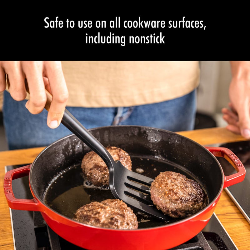 STAUB مغرفة سيليكون من ستوب، بزاوية مثالية لرفع الفطائر والسندويشات والتقاط الخضار، سيليكون غير ضار BPA، مقHandles خشبية من الأكاسيا، آمنة للأسطح غير اللاصقة للطهي - Image 2