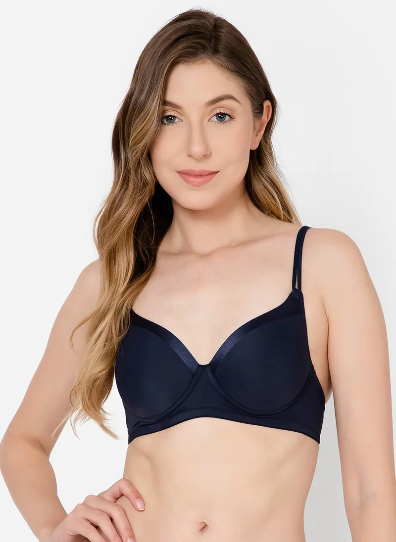 كلوفيا Clovia Level 1 Push Up Padded Underwired Demi Cup Bra in Navy