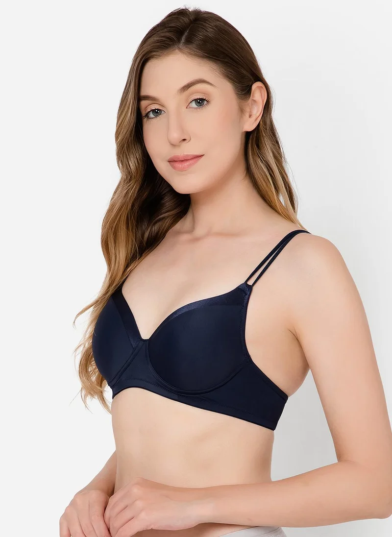 كلوفيا Clovia Level 1 Push Up Padded Underwired Demi Cup Bra in Navy