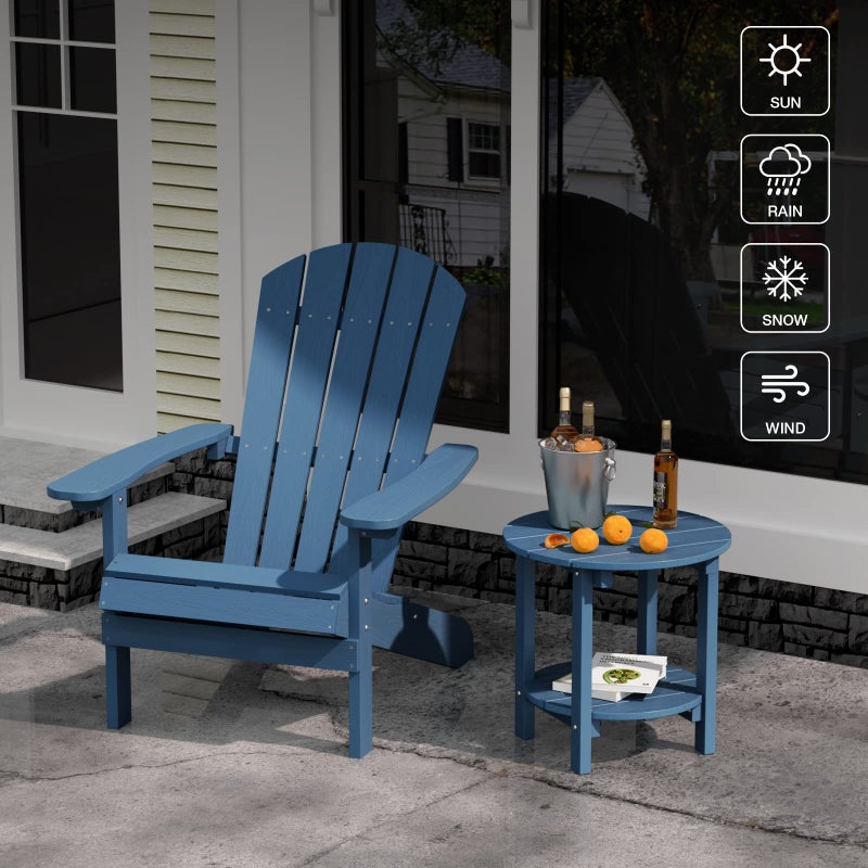 YEFU Adirondack Side Table, 18" Double Outdoor Side Table Set of 2, Poly Lumber end Table, Weather Resistant for Indoor, Patio, Pool, Porch, Backyard-Navy Blue - Image 4