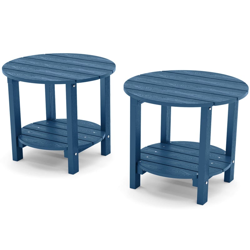 YEFU Adirondack Side Table, 18" Double Outdoor Side Table Set of 2, Poly Lumber end Table, Weather Resistant for Indoor, Patio, Pool, Porch, Backyard-Navy Blue - Image 1