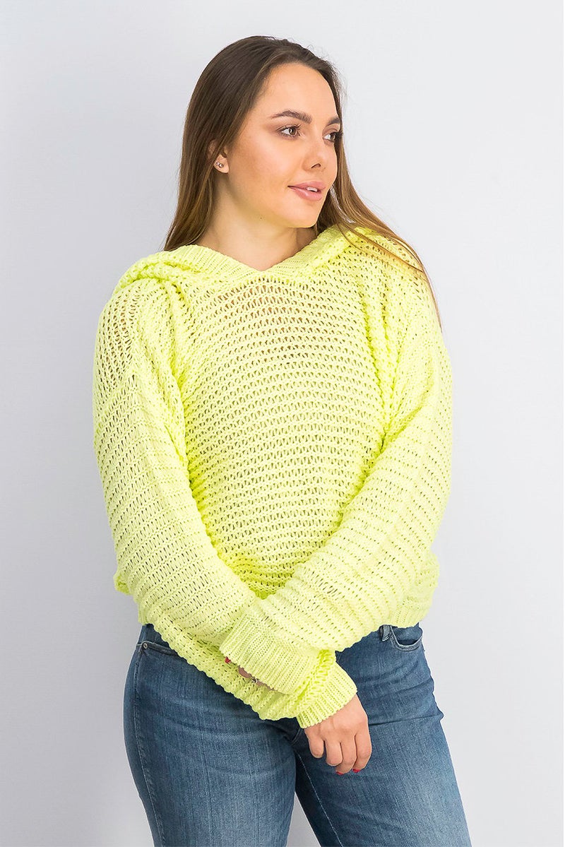 Tavik Women Hooded Long Sleeve Knitted Sweatshirt, Sunny Lime Green - Image 1