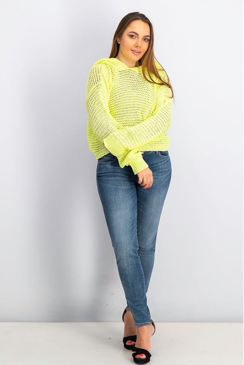 Tavik Women Hooded Long Sleeve Knitted Sweatshirt, Sunny Lime Green - Image 3