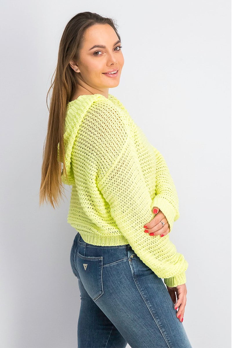 Tavik Women Hooded Long Sleeve Knitted Sweatshirt, Sunny Lime Green - Image 2