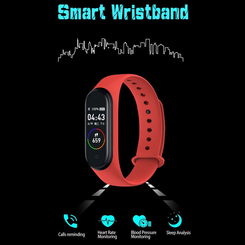 سوار رياضي ذكي M4 بشاشة LCD لمس واحدة مقاس 0.96 بوصة - مراقب للنوم و معدل القلب و ضغط الدم - منبه للرسائل والهواتف - متوافق مع أندرويد و أيوس - Image 5