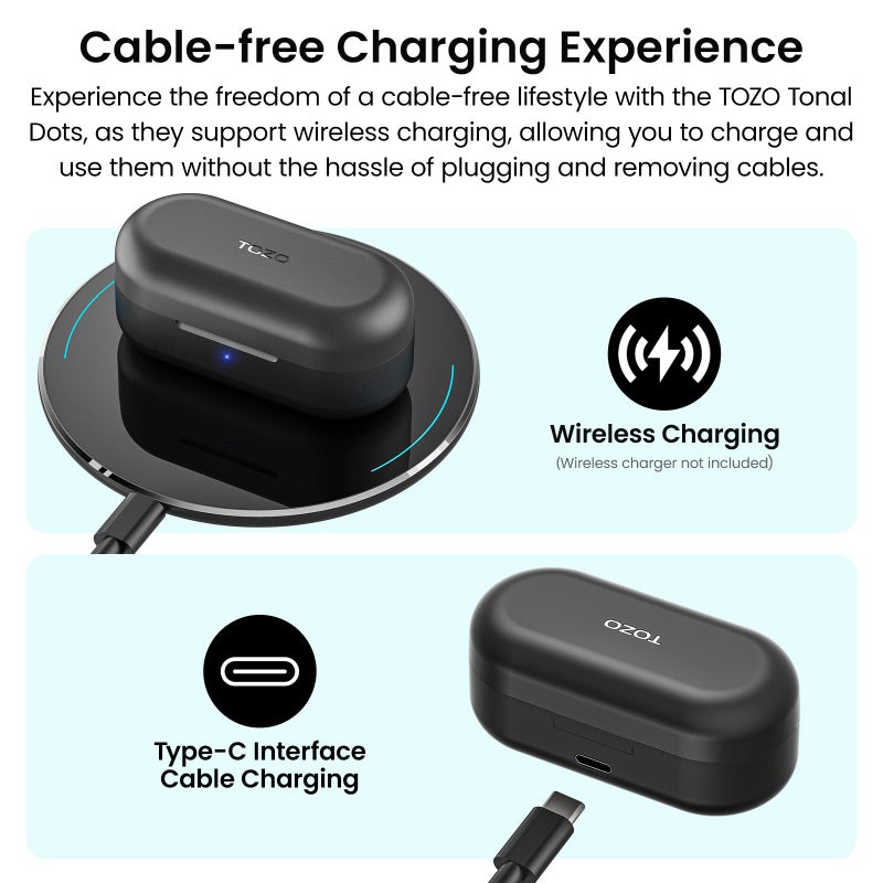 TOZO T12 (Compact Ergonomic Edition) Wireless Earbuds Bluetooth 5.3 Headphones, Call ENC Noise Cancelling Mic, 55Hrs Playtime App Customize EQ IPX8 Waterproof LED Digital Display Premium Sound Headset - Image 5