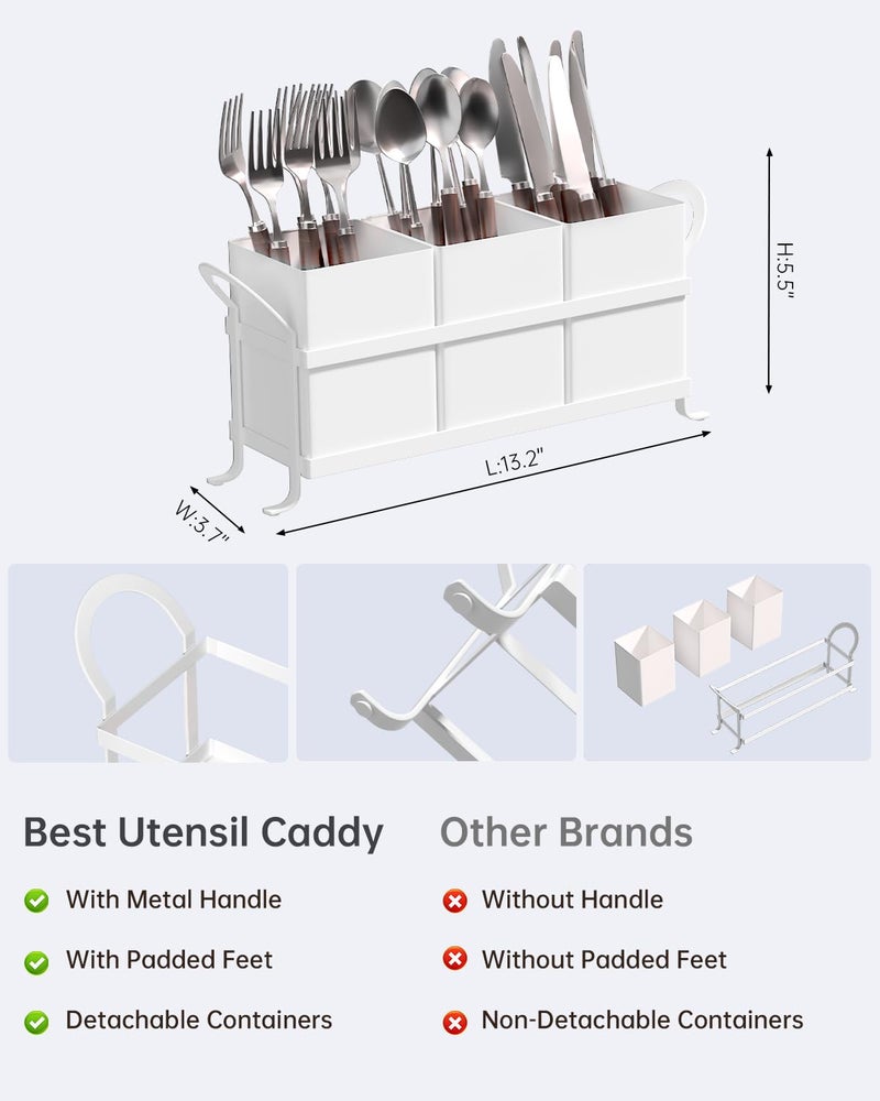 GaryVault White Kitchen Utensil Holder - Chic Silverware Holder for Party, Compact and Versatile Utensil Caddy, Ideal for Countertop and Party Use - Image 2