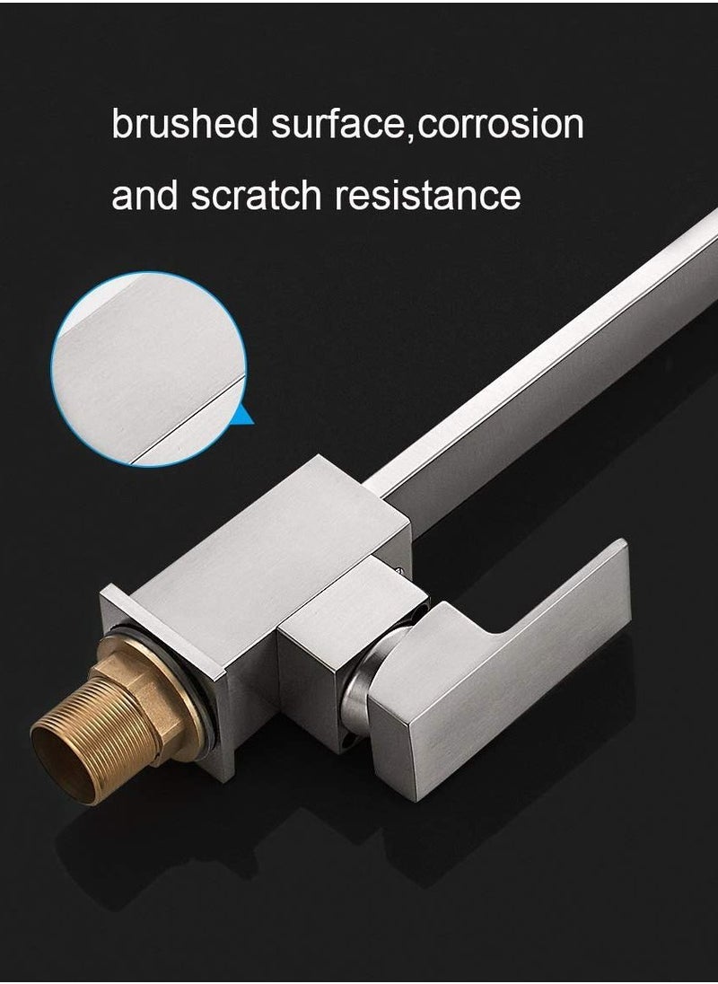 Kitchen Tap, Kitchen Sink Taps Mixer with Flexible Hoses and UK Standard Fittings, 360° Swivel Chroming Kitchen Taps, 304 Stainless Steel Brushed Faucet Basin Sink Tap