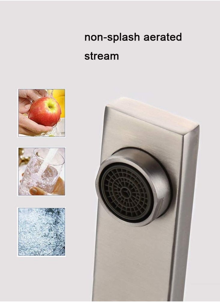 Kitchen Tap, Kitchen Sink Taps Mixer with Flexible Hoses and UK Standard Fittings, 360° Swivel Chroming Kitchen Taps, 304 Stainless Steel Brushed Faucet Basin Sink Tap