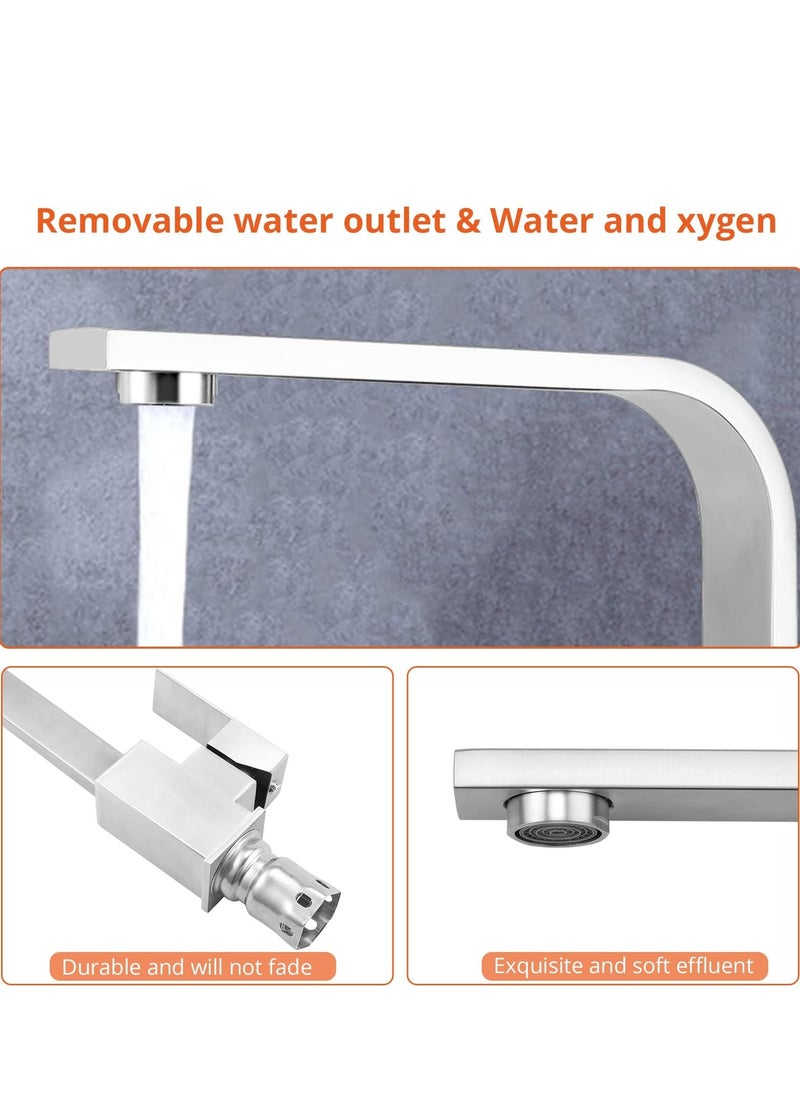 Kitchen Tap, Kitchen Sink Taps Mixer with Flexible Hoses and UK Standard Fittings, 360° Swivel Chroming Kitchen Taps, 304 Stainless Steel Brushed Faucet Basin Sink Tap