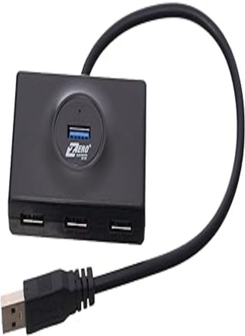 ZERO ZR 304 4Port USB HUB With USB 3.0 Ultra-Slim Data Hub with 1.2m Extended Cable -Black