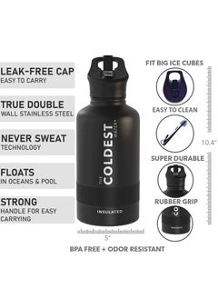 THE COLDEST WATER COLDEST SPORTS BOTTLE TACTICAL BLACK 64 OZ  - Image 2