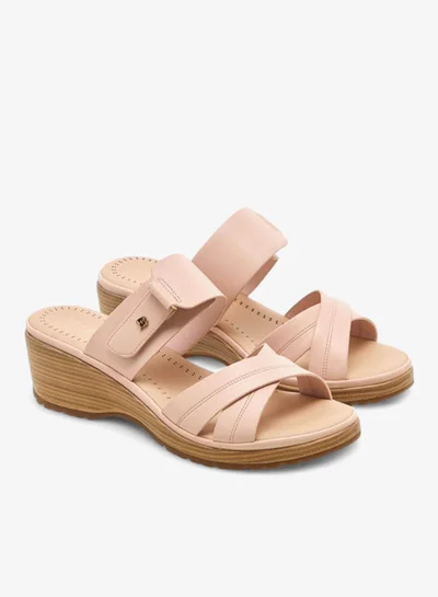 Flora Bella By Shoexpress Flora Bella Textured Cross Strap Sandals With Wedge Heels
