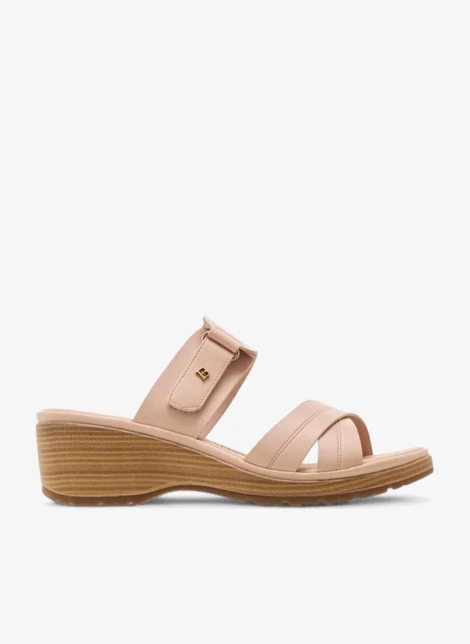 Flora Bella By Shoexpress Flora Bella Textured Cross Strap Sandals With Wedge Heels