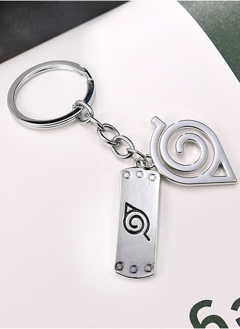 Generic - Anime keychain,Family,Stainless Steel Cartoon Keychain,Naruto Logo,Key Loss Prevention Chain,Gifts for Boys and Girls,Car Pendant Keyring,Male and Female Key Organizer Keyring - Image 1