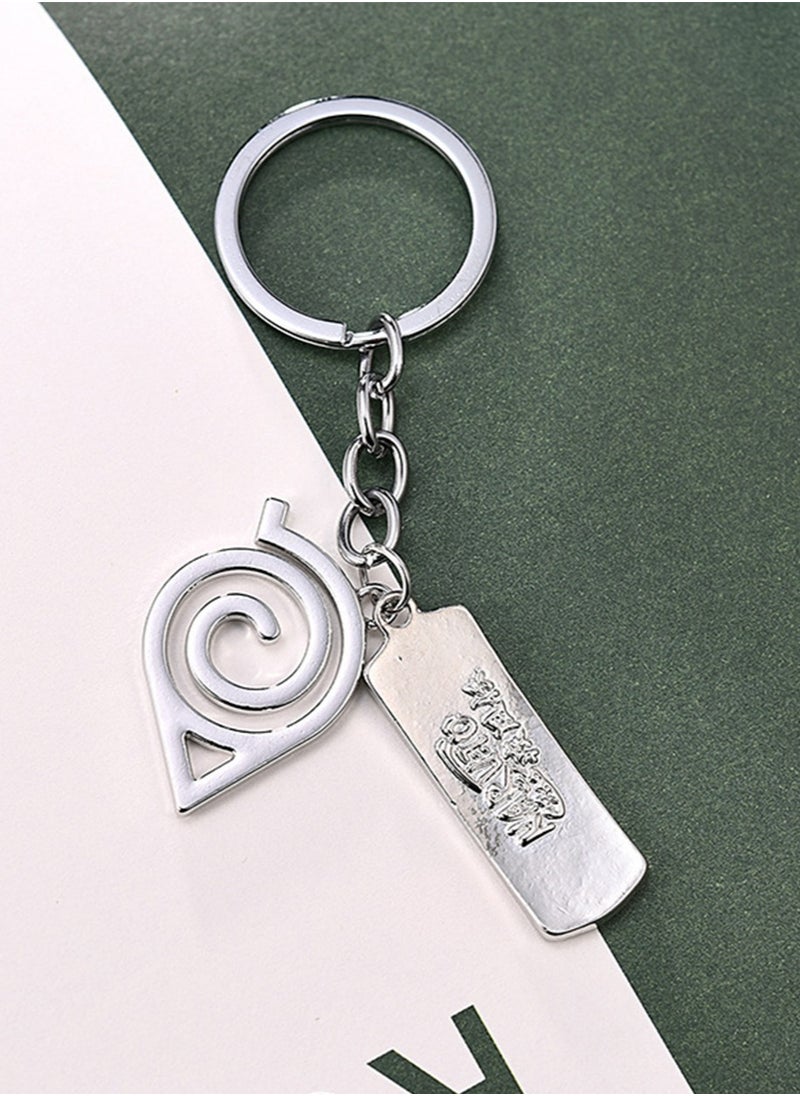 Generic - Anime keychain,Family,Stainless Steel Cartoon Keychain,Naruto Logo,Key Loss Prevention Chain,Gifts for Boys and Girls,Car Pendant Keyring,Male and Female Key Organizer Keyring - Image 1