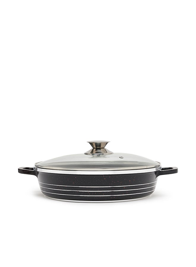 DESSINI Non-Stick Shallow Casserole Pot Black/Clear 28cm - Image 1