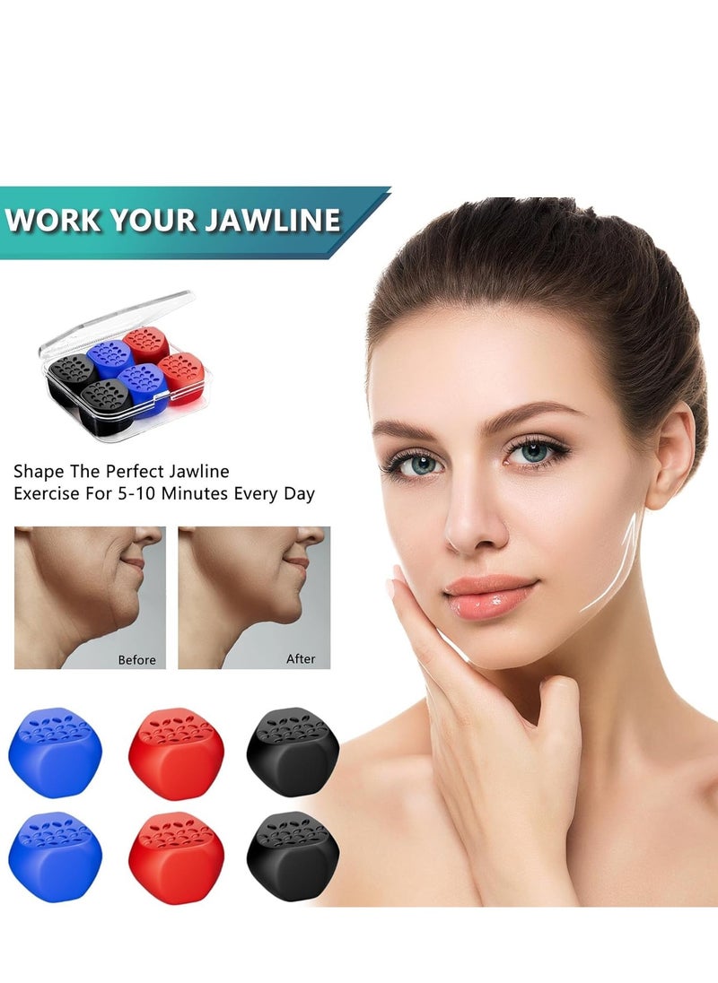 spa luxetique - Powerful Jaw Trainer, Define Your Jawline, Slim and Tone Your Face, 3 Different Resistance Levels, Double Chin Reducer Eliminator, Look Younger, Silicone material is safer(6 Pcs) - Image 1