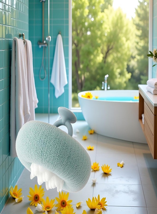 Bwexxt Lightcyan Suction Cup Bath Ball, Sunflower Suction Cup Bath Ball,Sunflower Exfoliating Body Scrubber, Bath Sponges Bath Sponge for Women and Men Shower Loofah Sponge - Image 3