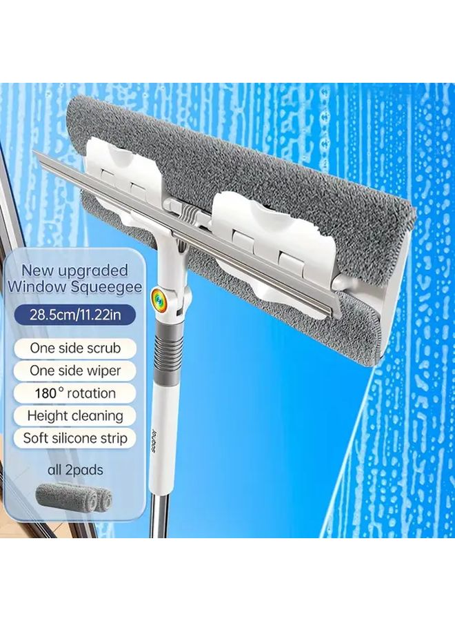 أداة تنظيف النوافذ 2 في 1 مع لوحة رأس دوارة من مادة البولي بروبيلين وعصا تمديد لجدران الزجاج - Image 1