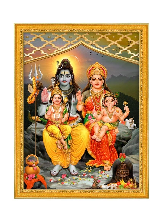 999STORE Lord Shiva Parivar Photo Painting With Photo Frame For Temple/Mandir Shiva Parivar Photo Frame (MDF & Fiber_12X18 Inches) GodSZ20177 - Image 2