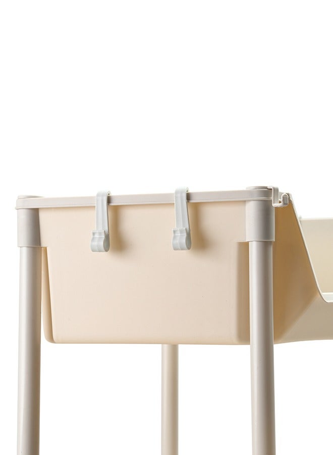 LAWAZIM Movable Bookshelf Storage - 3 Layer, White, 34.5x25x71cm - Easy to Assemble Rolling Cart with Lockable Wheels, Open-Front Bins, and Side Hooks - for Organizing Home, Office, Kitchen, Bathroom - Image 5