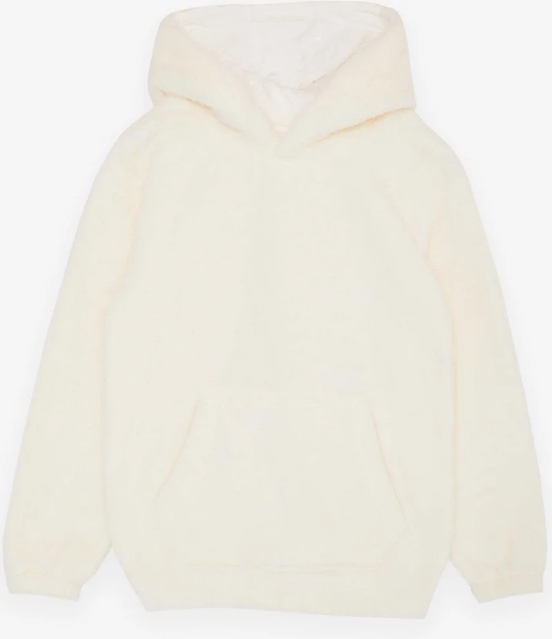 Export Girl Sweater Polar Fleece Hooded Elastic Waist 5-8 Years, Cream