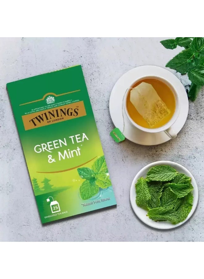 Twinings Of London Green Tea & Mint, 25 Tea Bags in one Pack - Image 2