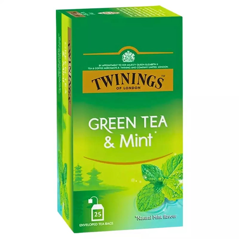 Twinings Of London Green Tea & Mint, 25 Tea Bags in one Pack - Image 1
