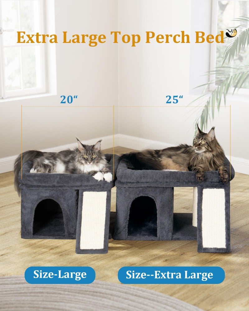 Aechonow XL Cat Tree Tower for Large Adult Cats 20 lbs+, 25in Perch Bed, Condo Cave for Indoor Medium Kittens Rabbit Ferret Pet, Sisal Scratchers, Extra Large - Image 3