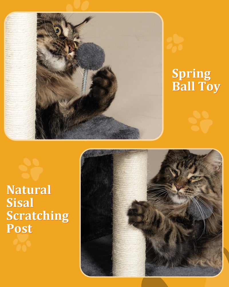 Aechonow XL Cat Tree Tower for Large Adult Cats 20 lbs+, 25in Perch Bed, Condo Cave for Indoor Medium Kittens Rabbit Ferret Pet, Sisal Scratchers, Extra Large - Image 5