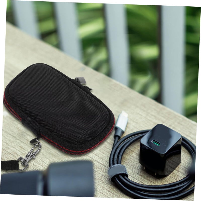 Black Portable Earphone Organizer Bag Zipper Travel Storage Case for Headphones Data Cables - Image 4