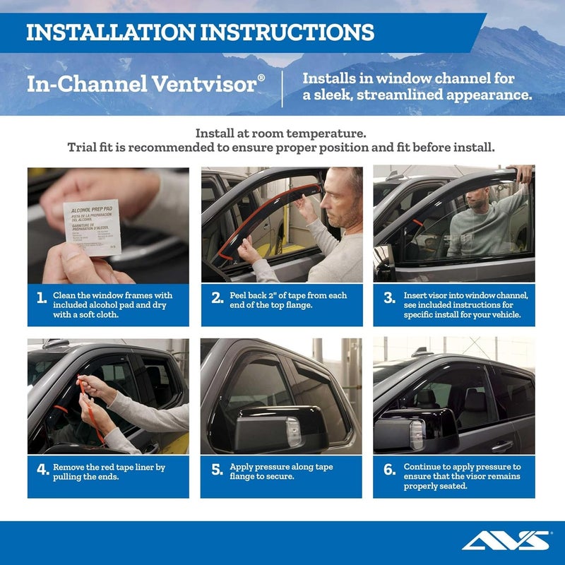 AVS Auto Ventshade [] In-Channel Rain Guards For 07-13 Chevy Silverado 1500/Avalanche/GMC Sierra 1500/07-14 Silverado/Sierra 2500-3500HD, CREW CAB ONLY | Window Vent Visors, 4 pcs. - Smoke | 194515 - Image 4