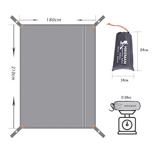 Hikeman Tent Footprint - Waterproof Camping Tarp, Heavy Duty Tent Floor Saver, Ultralight Ground Sheet Mat for Hiking, Backpacking, Hammock, Beach - Storage Bag Included(L-83”x71”) - Image 3